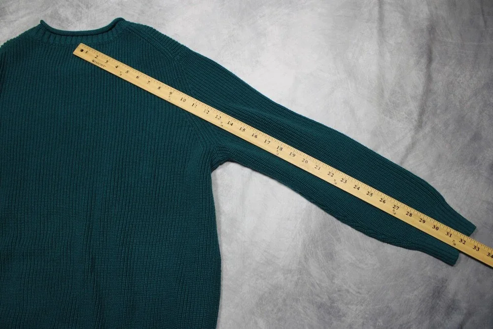 Lands’ End Roll Neck Ribbed Knit Sweater Men’s XXL Teal Green